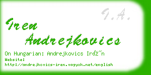 iren andrejkovics business card